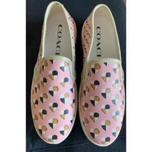 Coach FB2113 Slip On Sneaker Blush Pink Hearts Shoes Womens 8.5 B